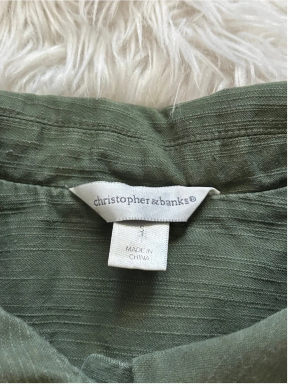 Christopher & Banks Army Green Embroidered Flowers Button Up Jacket Size small